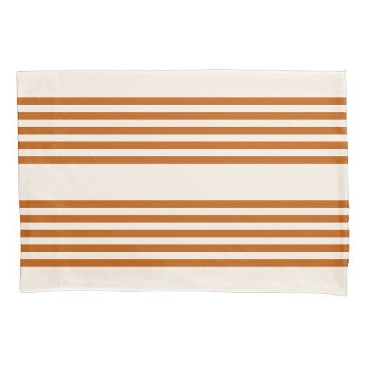 Verbrandend sinaasappel en beige vijf strips kussensloop (Voorkant)