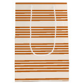 Verbrandend sinaasappel en beige vijf strips medium cadeauzakje (Achterkant)