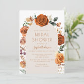 Verbrandend Sinaasappel Terracotta Boho Floral Vri Kaart (Staand voorkant)