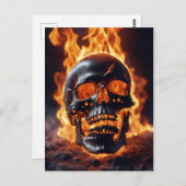 Verbrandende schedel briefkaart (Voorkant / Achterkant)