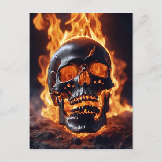 Verbrandende schedel briefkaart (Voorkant)