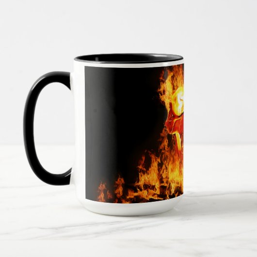 Verbrandende schedel mok (Links)