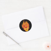 Verbrandende schedel ronde sticker (Envelop)