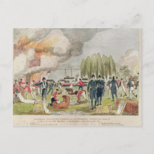 Verbranding en plundering van admiraal Cockburn Briefkaart