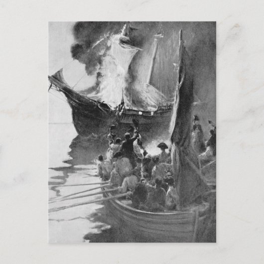 Verbranding van de gaspee briefkaart (Voorkant)