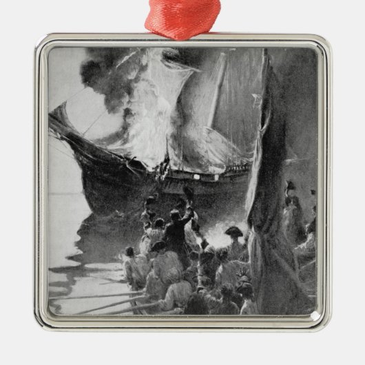 Verbranding van de Gaspee Metalen Ornament (Voorkant)