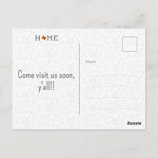 Verbranding van Oranje HOME Texas Moving Announcem Briefkaart (Achterkant)