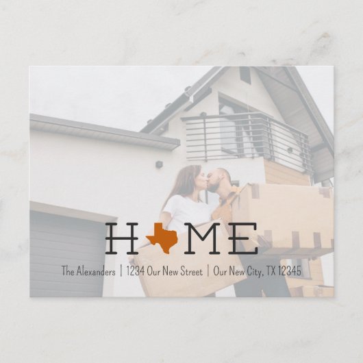 Verbranding van Oranje HOME Texas Moving Announcem Briefkaart (Voorkant)
