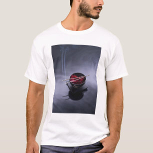 Verbrandingsincense bovenop de kom van de bladen t-shirt