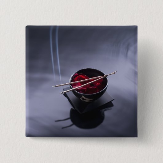 Verbrandingsincense bovenop de kom van de bladen vierkante button 5,1 cm (Voorkant)