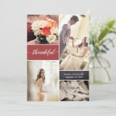 Verbrandt Oranje Thankful Script Custom Photo Wedd Bedankkaart (Staand voorkant)