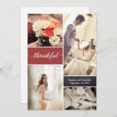 Verbrandt Oranje Thankful Script Custom Photo Wedd Bedankkaart (Voorkant / Achterkant)