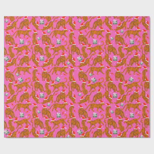 Verbreekbare tijgers met rode lippen en petten omw cadeaupapier (Vlak)