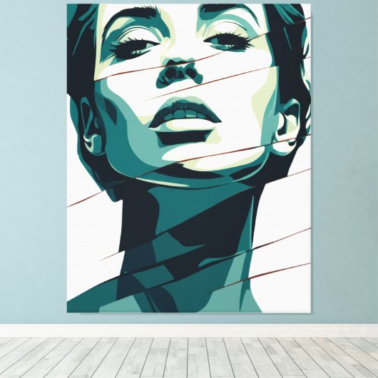 Verbrijzelde Blauwgroen schoonheid Canvas Afdruk (Insitu (Houten vloer))