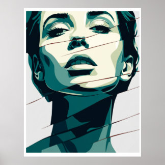 Verbrijzelde Blauwgroen schoonheid Poster