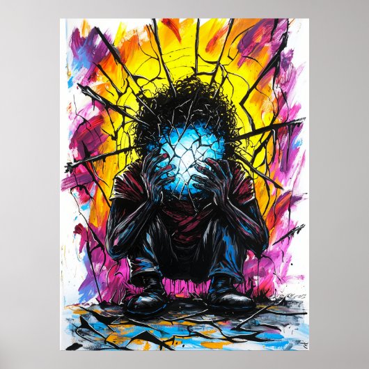 Verbrijzelde reflecties – surrealistische expressi poster (Voorkant)