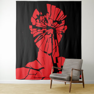 Verbrijzelde Rode Weerspiegeling Wandkleed