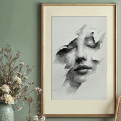 Verbrijzelde sereniteit: ingewikkeld monochroom ge poster