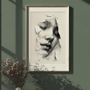 Verbrijzelde Sereniteit: Monochrome Lijnkunst Gezi Poster