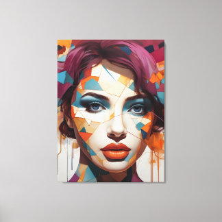 Verbrijzelde Visies: Abstract Vrouwportret Canvas Afdruk