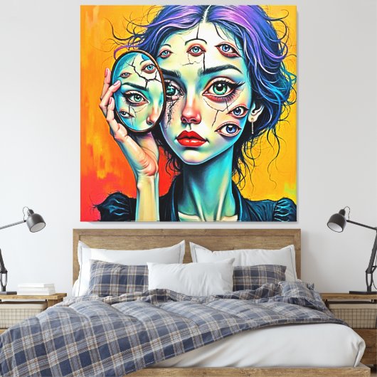 verbrijzelde zelfreflectie-kunst canvas afdruk (Insitu (Slaapkamer))