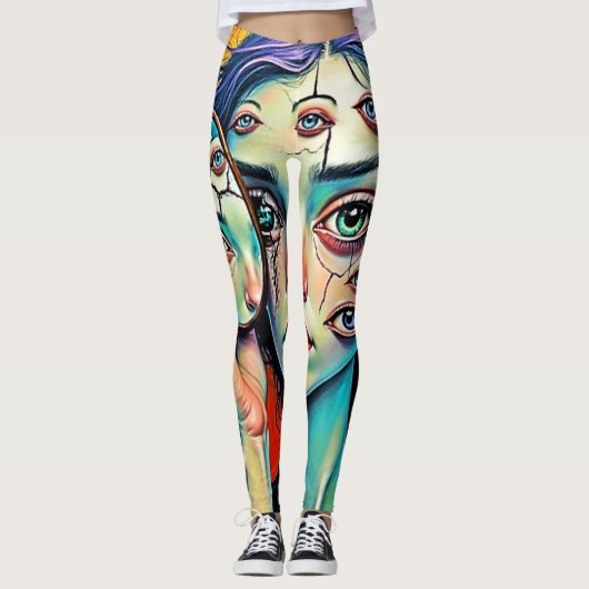 verbrijzelde zelfreflectie-kunst leggings (Voorkant)