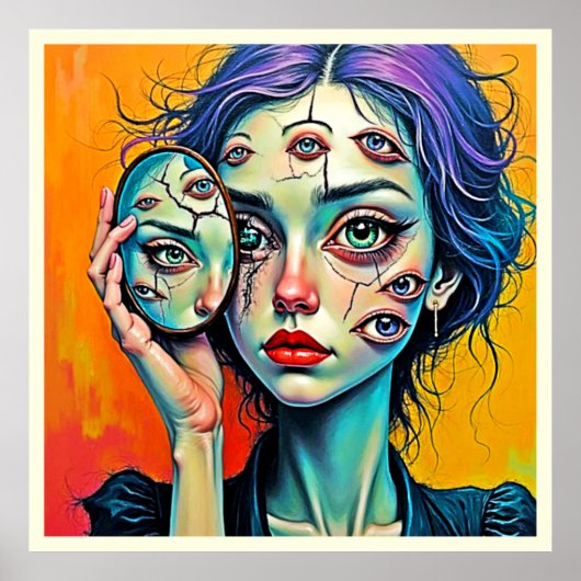 verbrijzelde zelfreflectie-kunst poster (Voorkant)