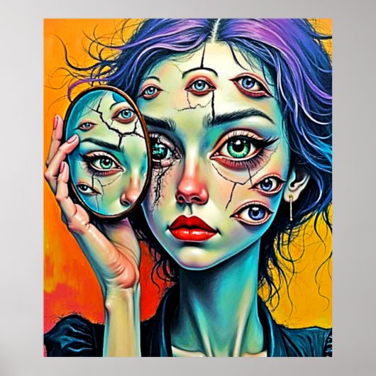 verbrijzelde zelfreflectie-kunst poster (Voorkant)