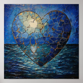Verbroken blauw hart Poster
