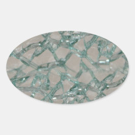 Verbroken glazen achtergrond (faux) ovale sticker