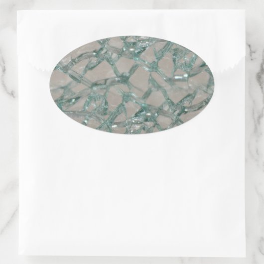 Verbroken glazen achtergrond (faux) ovale sticker (Tas)