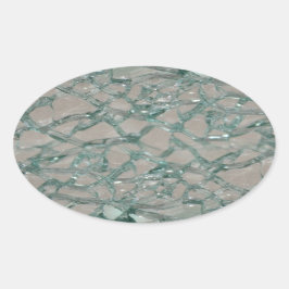 Verbroken glazen achtergrond (faux) ovale sticker
