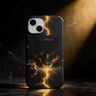Verbrokkelde Bliksem Wolf Mystieke Donkere Fantasi iPhone 15 Case