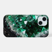 Verbrokkelde Smaragd Geode Hart iPhone 15 Case (Achterkant horizontaal)