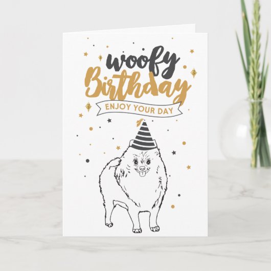 Verbruik Birthday Pomeranian Cute Puppy Sketch Cut Kaart (Voorkant)