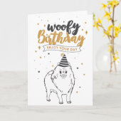 Verbruik Birthday Pomeranian Cute Puppy Sketch Cut Kaart (Gele Bloem)
