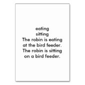 Verbs die Robin Bird Reading Flashcards eten Kaart (Achterkant)