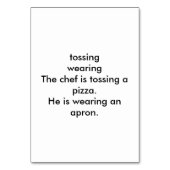 Verbs Tossing Chef Pizza Reading Flashcards Kaart (Achterkant)