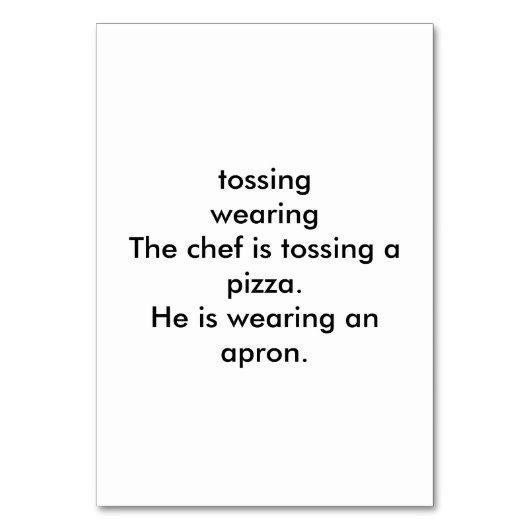 Verbs Tossing Chef Pizza Reading Flashcards Kaart (Achterkant)