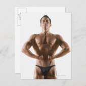 Verbuiging en pooiing van mannelijke lichaamsbouwe briefkaart (Voorkant / Achterkant)