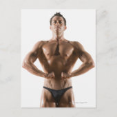 Verbuiging en pooiing van mannelijke lichaamsbouwe briefkaart (Voorkant)