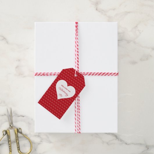 Verbundene Herzen mit Valentinsgruß - Cadeaulabel (Met Touw)