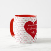 Verbundene rote Herzen mit Valentinsgruß - Mok (Voorkant links)