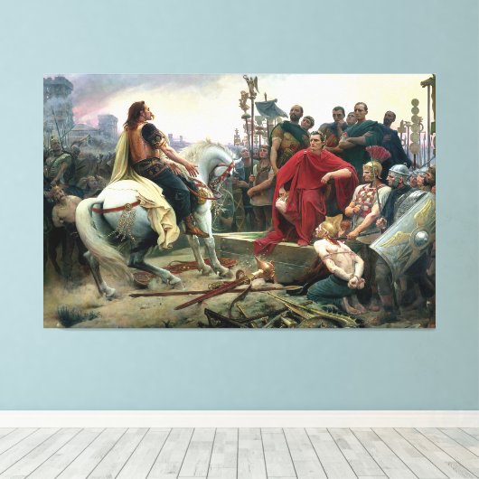 Vercingetorix gooit zijn armen in de buurt van canvas afdruk (Insitu (Houten vloer))