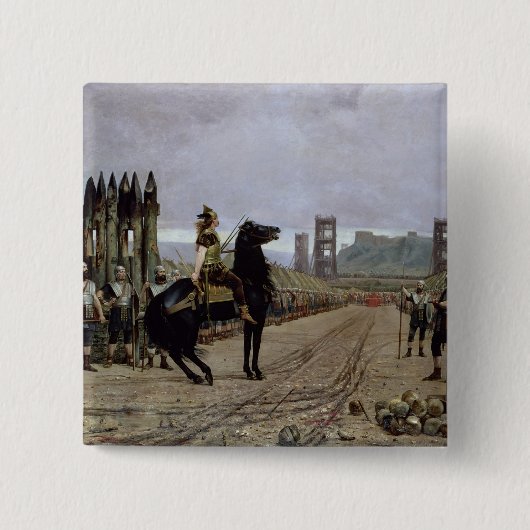 Vercingetorix voor Caesar, 52 v.v., 1886 Vierkante Button 5,1 Cm (Voorkant)
