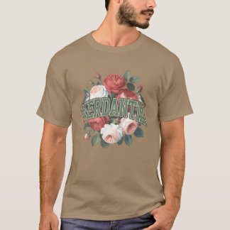 Verda Floral Embleem met Vogels Design cadeau T-shirt