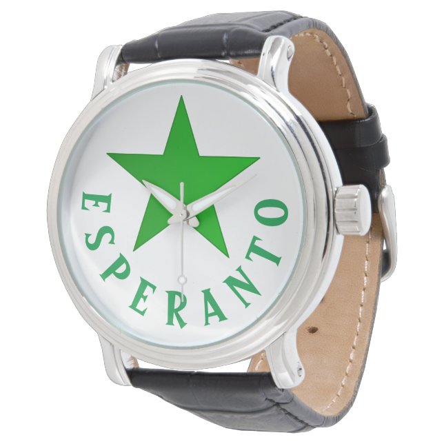 Verda Stelo (Esperanto Star) Horloge (Gekanteld)