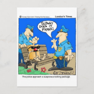 Verdacht Pakket Grappige Politie Cartoon Cadeaus Briefkaart