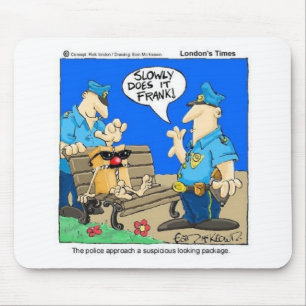 Verdacht Pakket Grappige Politie Cartoon Cadeaus Muismat