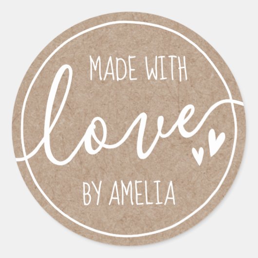 Verdacht van de liefdesnaam Hearts Kraft paper Ronde Sticker (Voorkant)